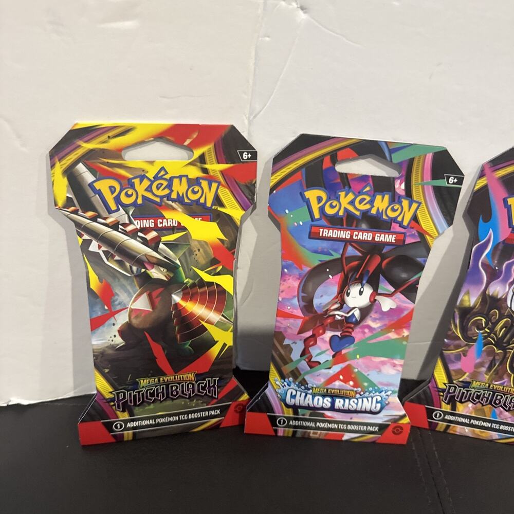 Pokémon TCG Mega Evolution Pitch Black & Chaos Rising Booster Packs Sealed Lot 3